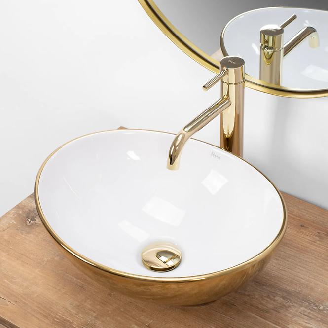 Umývadlo na dosku Sofia Gold/White,4