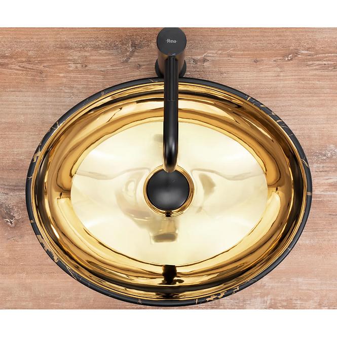 Umývadlo na dosku Sofia In Gold/Black Marble,6