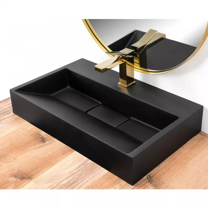 Umývadlo na dosku/na stenu Goya Black Mat 60 konglomerát