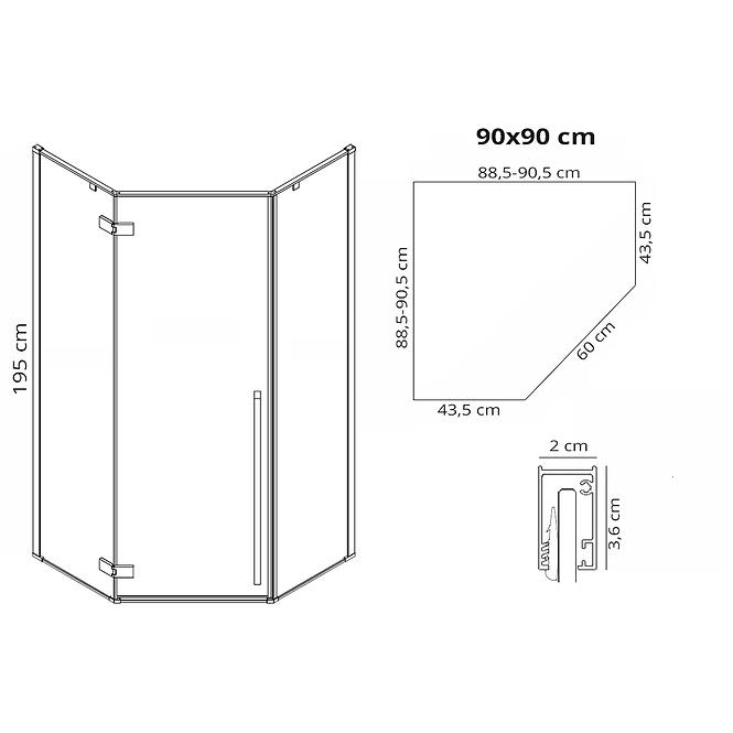 Sprchový kút Diamond gold 90x90x195