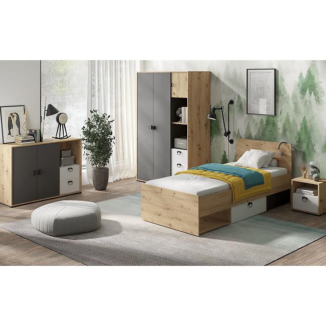 Nočný stolík Kevin 9 artisan/grafit/biela,4