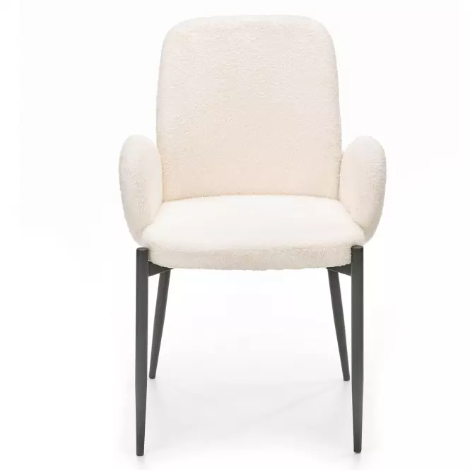 Stolička K477 tkanina boucle/kov krém 58x58x89