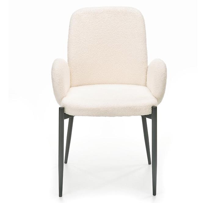 Stolička K477 tkanina boucle/kov krém 58x58x89