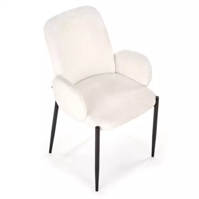 Stolička K477 tkanina boucle/kov krém 58x58x89