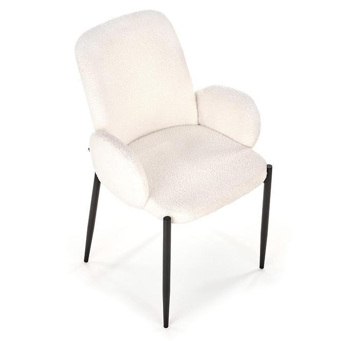 Stolička K477 tkanina boucle/kov krém 58x58x89
