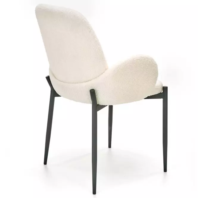 Stolička K477 tkanina boucle/kov krém 58x58x89