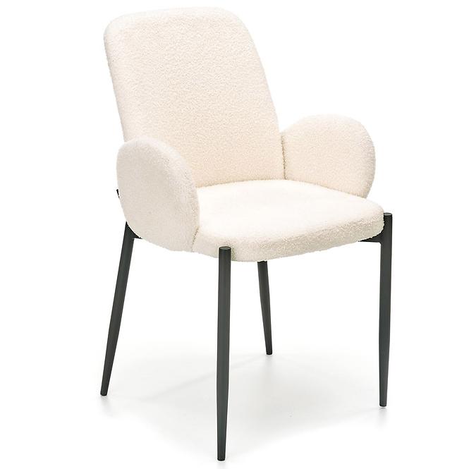 Stolička K477 tkanina boucle/kov krém 58x58x89
