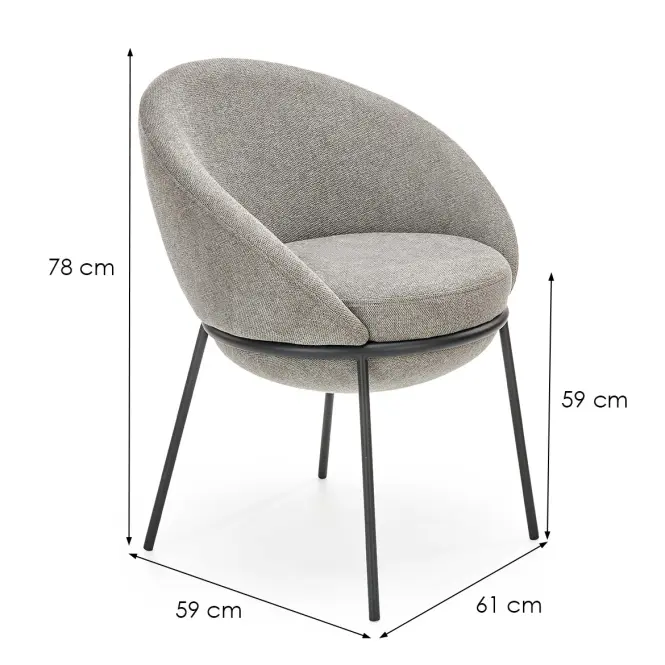 Stolička K482 tkanina/kov popol 61x59x78,11
