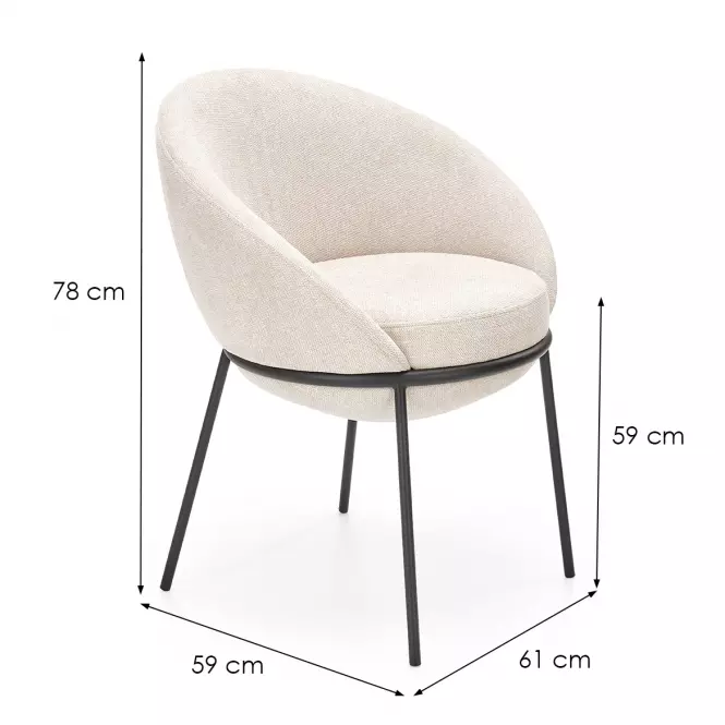 Stolička K482 tkanina/kov béž 61x59x78