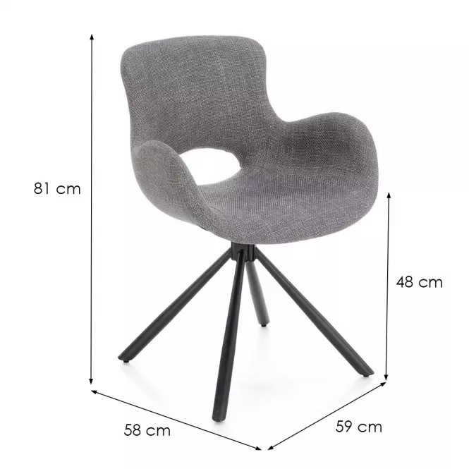 Stolička K475 tkanina/kov popol 59x58x81