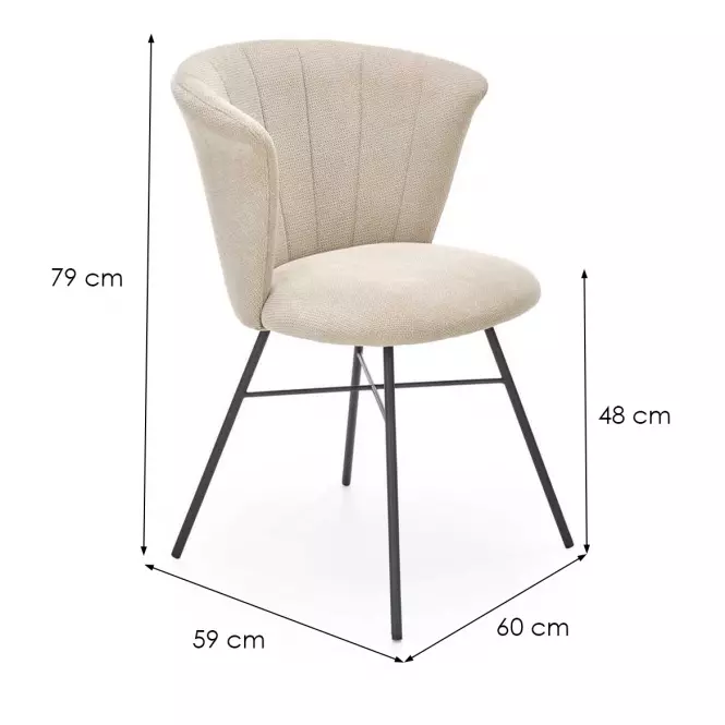 Stolička K459 tkanina/kov béž 60x59x79