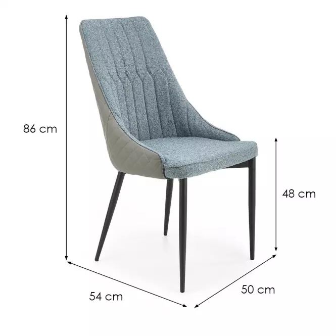 Stolička K448 tkanina/ekokoža/kov modrá/svetlý popol
