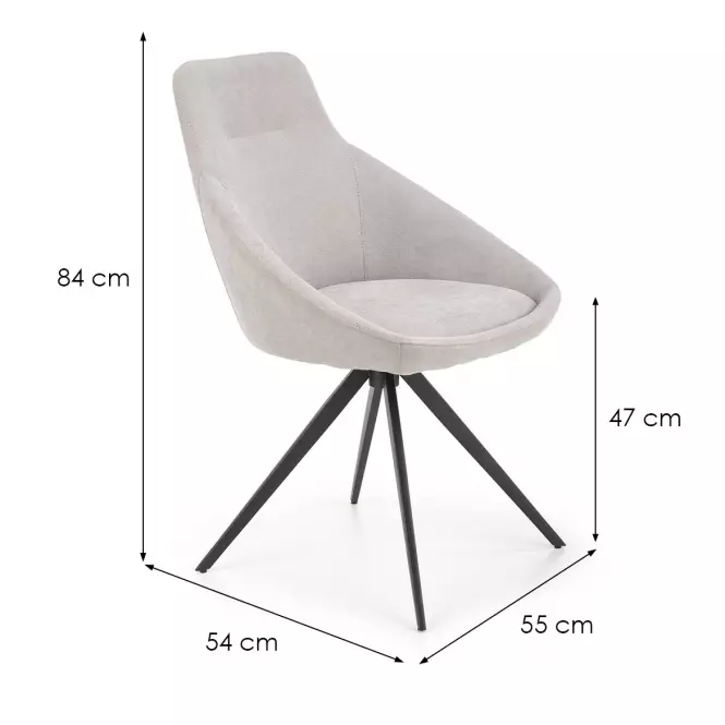 Stolička K431 tkanina/kov svetlý popol 55x54x84