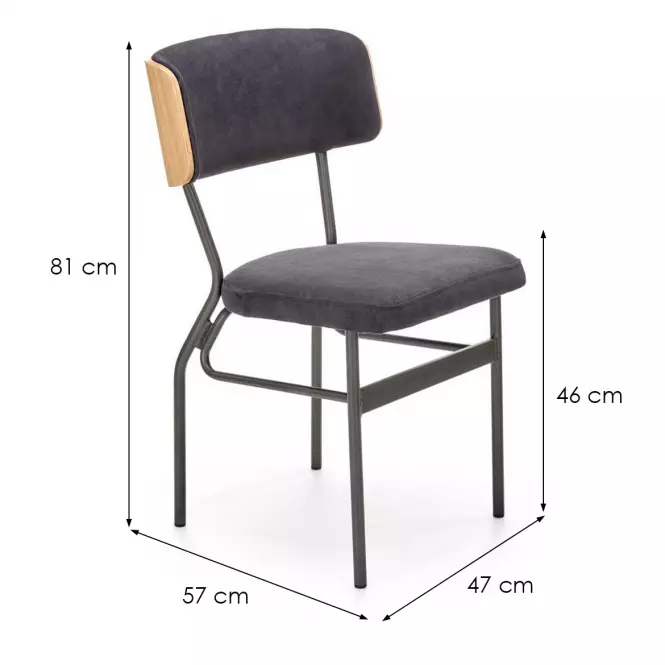 Stolička Smart-kr tkanina/preglejka/kov natural/tmavý popol