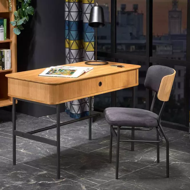 Stolička Smart-kr tkanina/preglejka/kov natural/tmavý popol