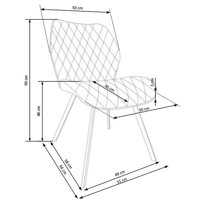 Stolička K360 tkanina/kov popol 51x64x90,10