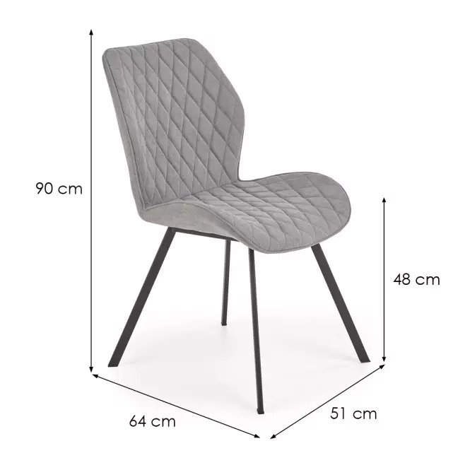 Stolička K360 tkanina/kov popol 51x64x90
