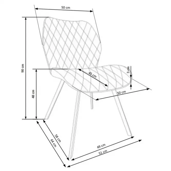 Stolička K360 tkanina/kov béž 51x64x90
