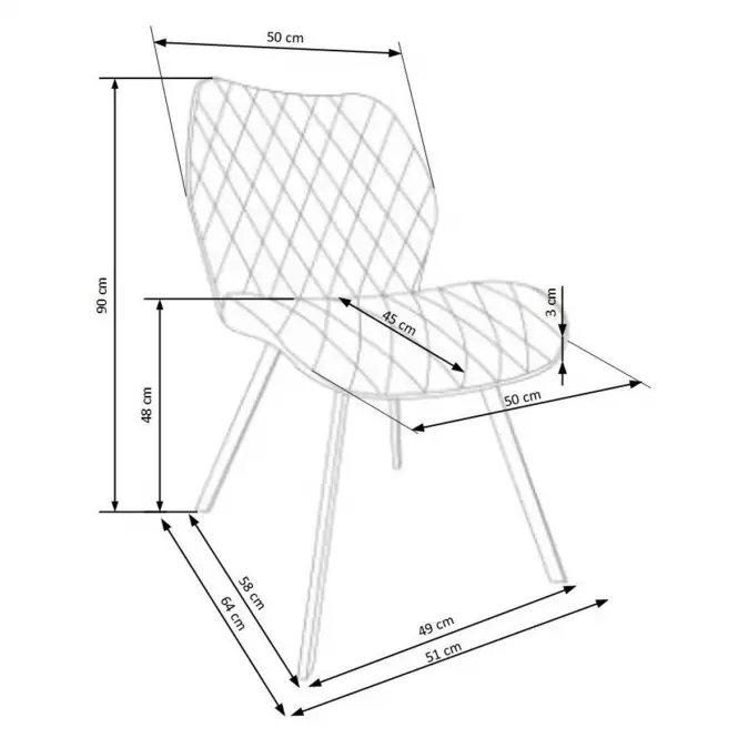 Stolička K360 tkanina/kov horčicová 51x64x90
