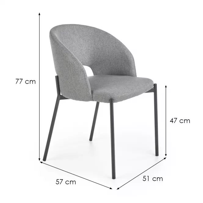 Stolička K373 tkanina/kov popol 51x57x77
