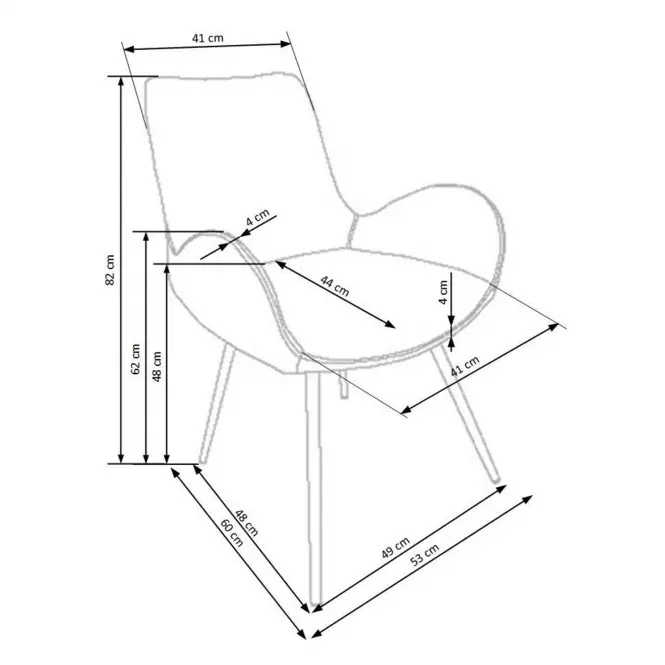 Stolička K392 tkanina/kov tmavý popol/hnedá 53x60x82