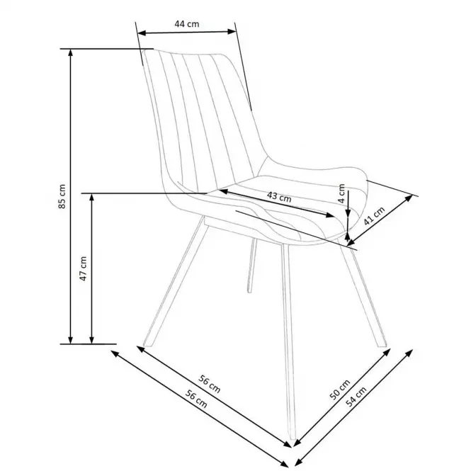 Stolička K279 ekokoža/kov tmavý popol 54x56x87