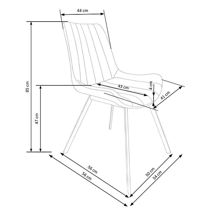 Stolička K279 ekokoža/kov tmavý popol 54x56x87