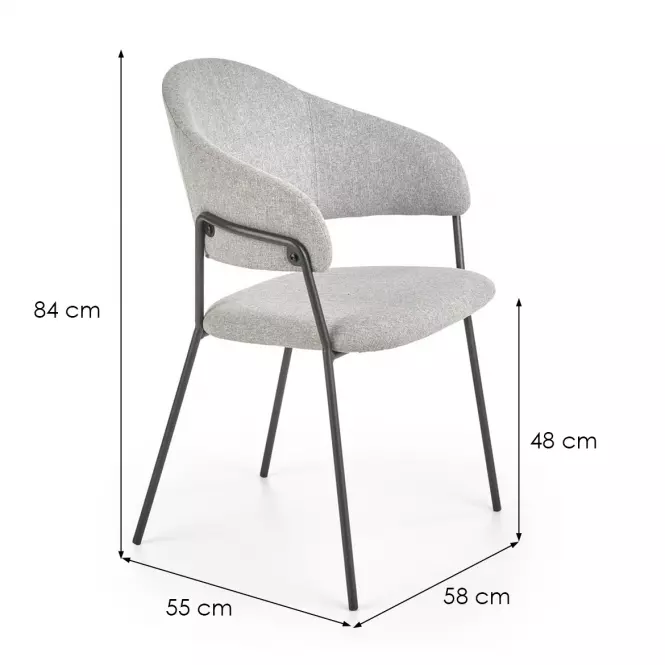 Stolička K359 tkanina/kov svetlý popol 58x55x84