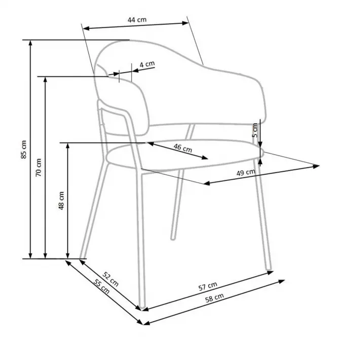 Stolička K359 tkanina/kov svetlý popol 58x55x84,14