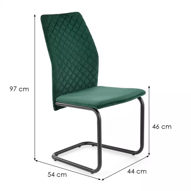 Stolička K444 tkanina/kov tmavá zelená 44x54x97