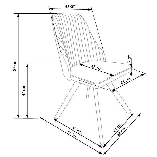 Stolička K206 kov/ekokoža biela 48x58x87