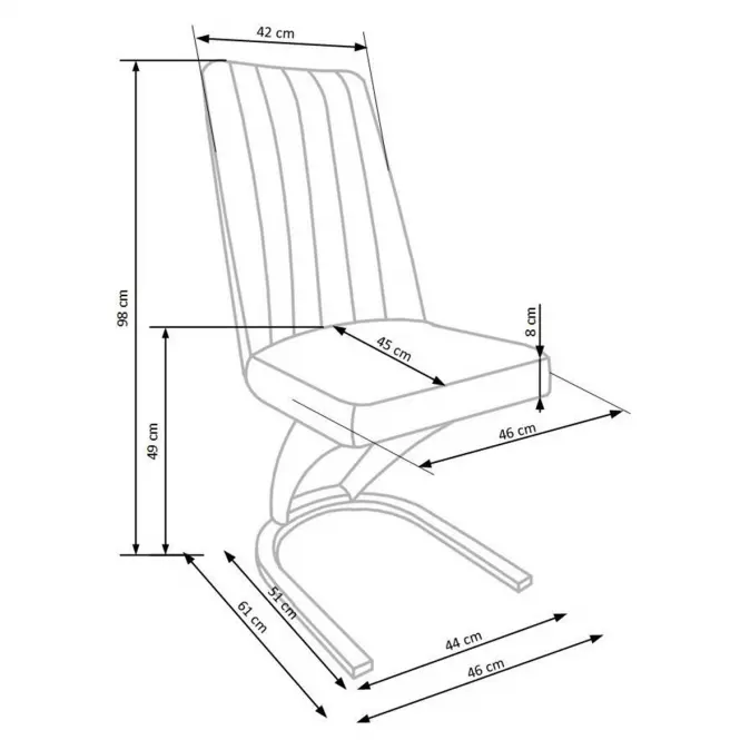 Stolička K338 ekokoža/kov hnedá 46x61x98