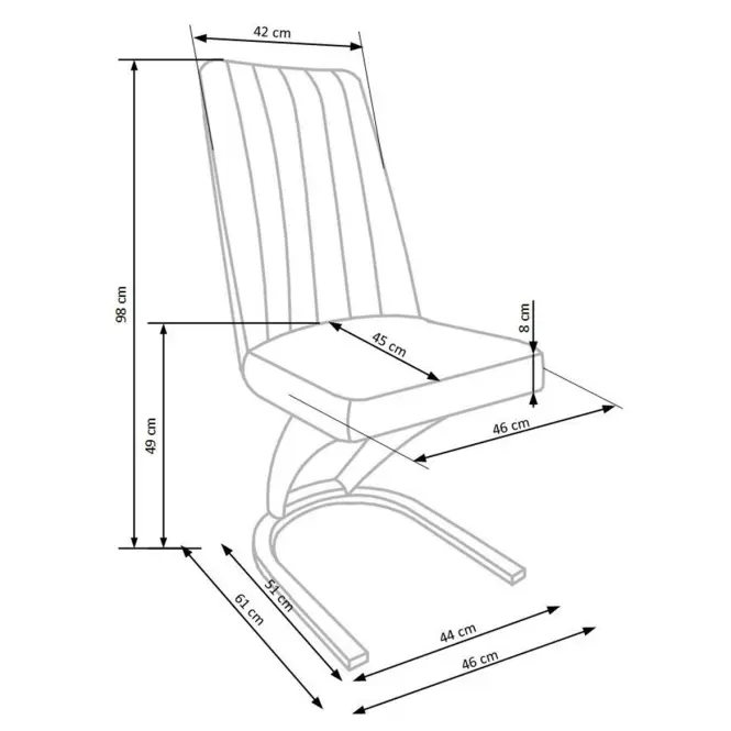 Stolička K338 ekokoža/kov hnedá 46x61x98,10