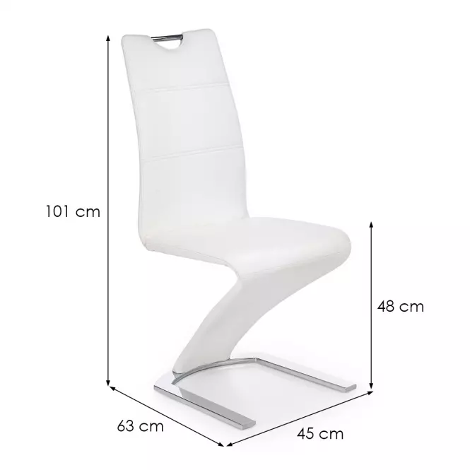 Stolička K188 kov/ekokoža biela 46x63x101