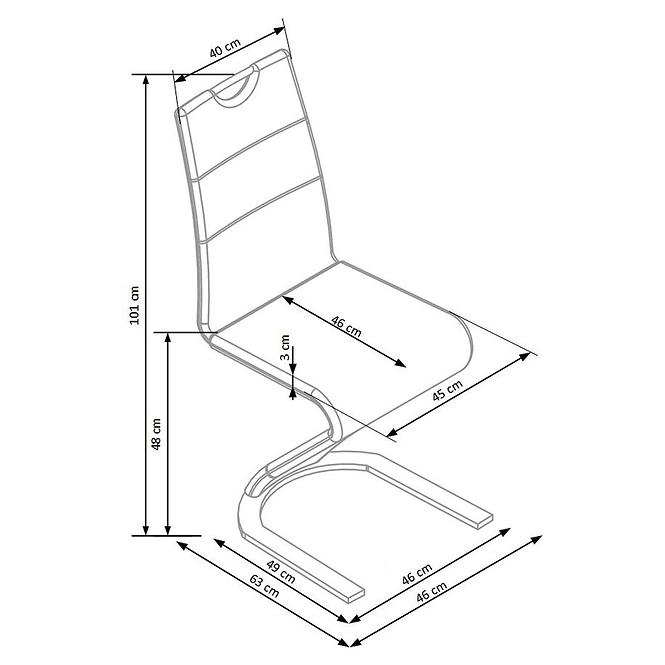 Stolička K188 kov/ekokoža biela 46x63x101,4
