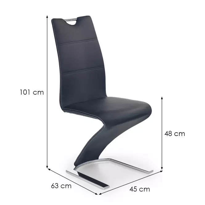 Stolička K188 kov/ekokoža čierna 46x63x101