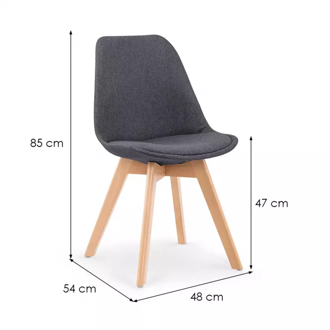 Stolička K303 tkanina/drevo tmavý popol 48x54x83