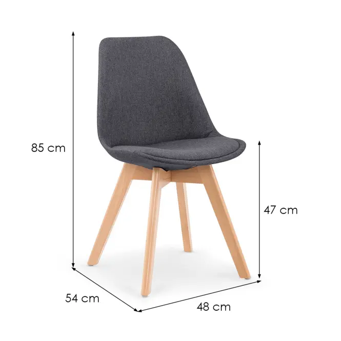 Stolička K303 tkanina/drevo tmavý popol 48x54x83,2