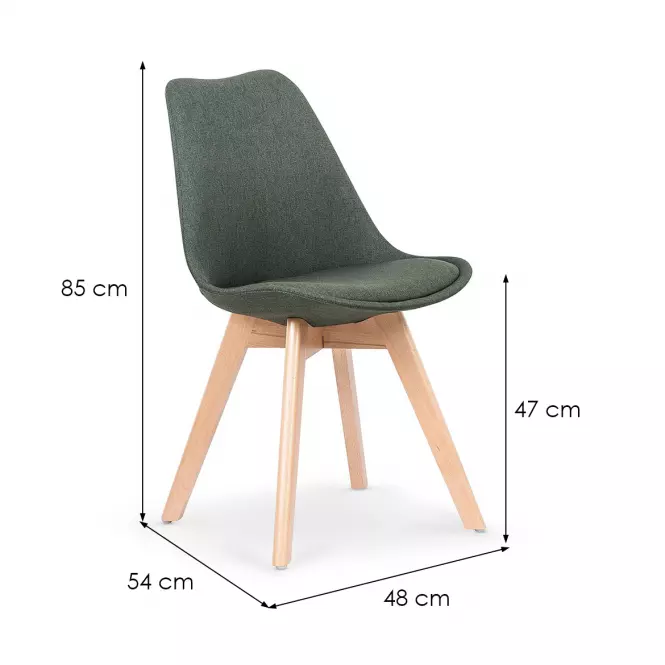 Stolička K303 tkanina/drevo tmavá zelená 48x54x83