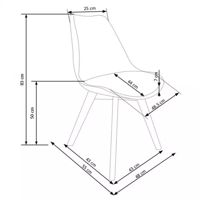 Stolička K245 polypropylén/ekokoža/polykarbonát biela/transp.