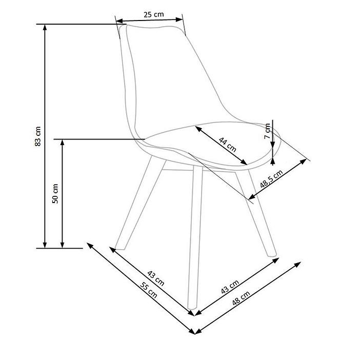 Stolička K245 polypropylén/ekokoža/polykarbonát biela/transp.