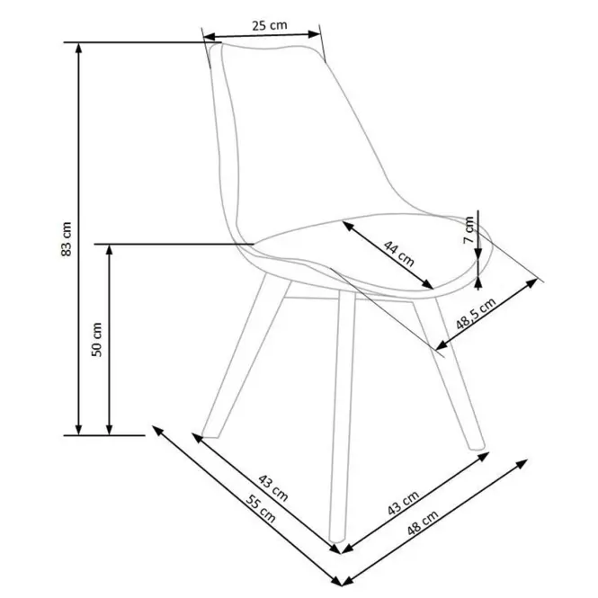 Stolička K245 polypropylén/ekokoža/polykarbonát biela/transp.,4