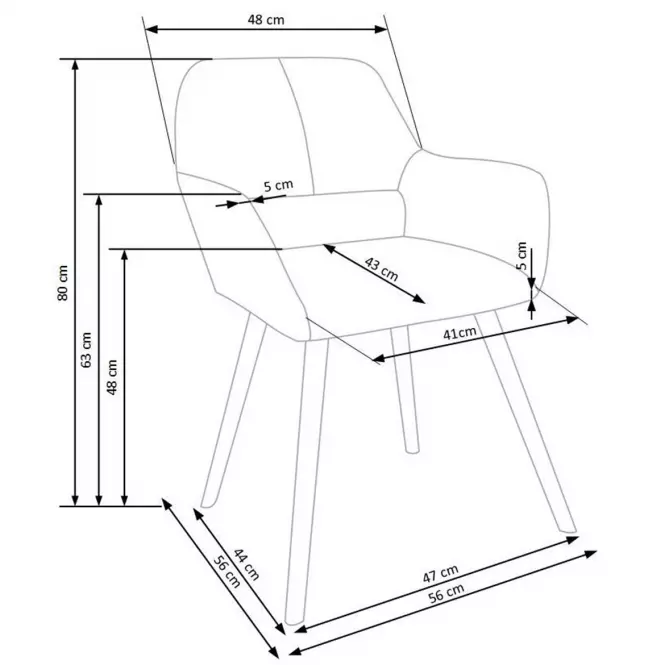 Stolička K283 tkanina/drevo popol 56x56x80