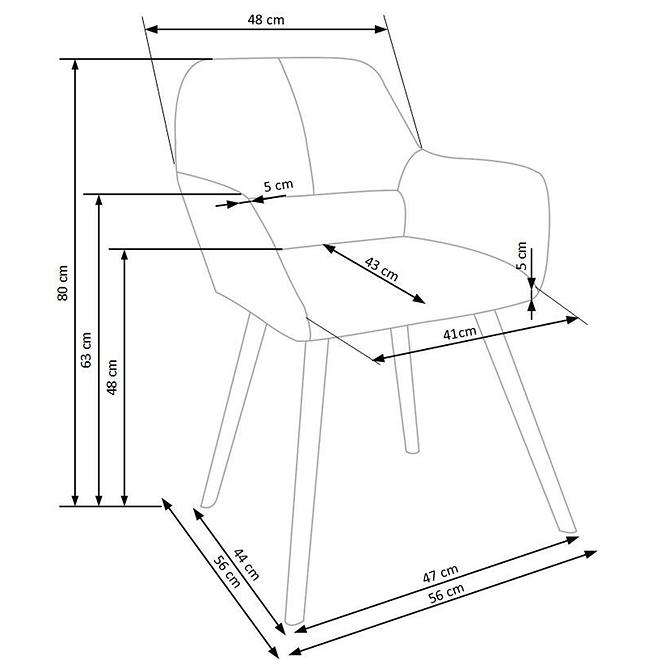 Stolička K283 tkanina/drevo popol 56x56x80