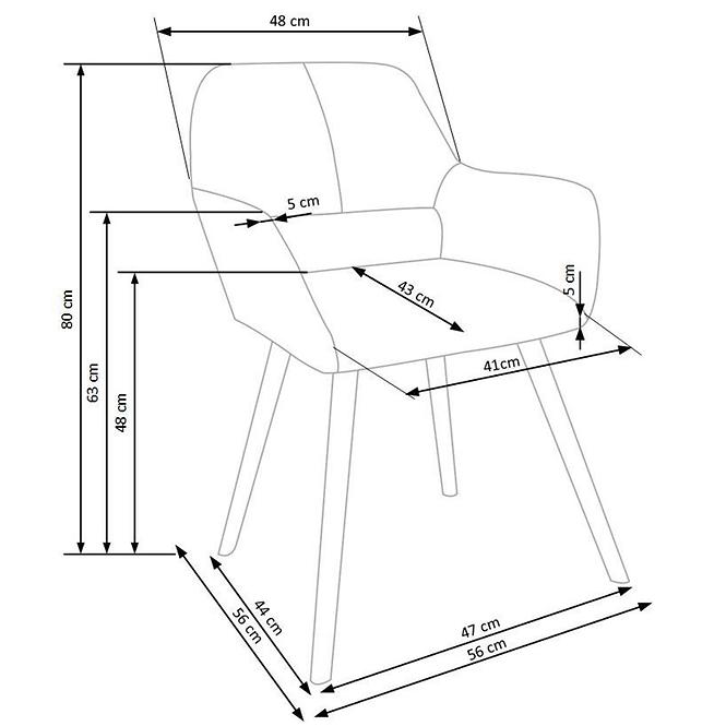 Stolička K283 tkanina/drevo béž 56x56x80,9