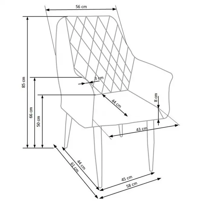Stolička K287 ekokoža/kov popol 58x61x85