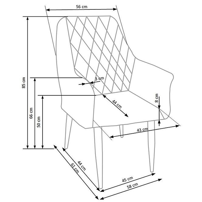 Stolička K287 ekokoža/kov popol 58x61x85