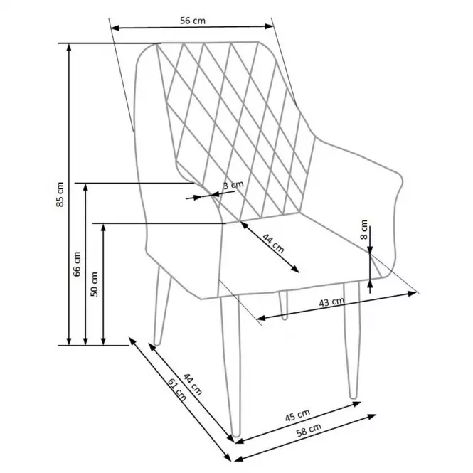 Stolička K287 ekokoža/kov granát 58x61x85