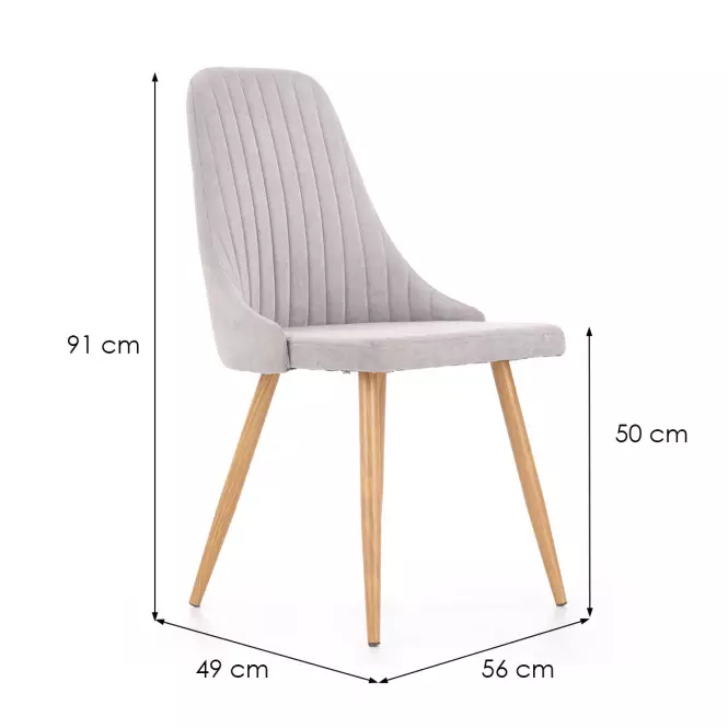 Stolička K285 tkanina/kov svetlý popol 56x49x91