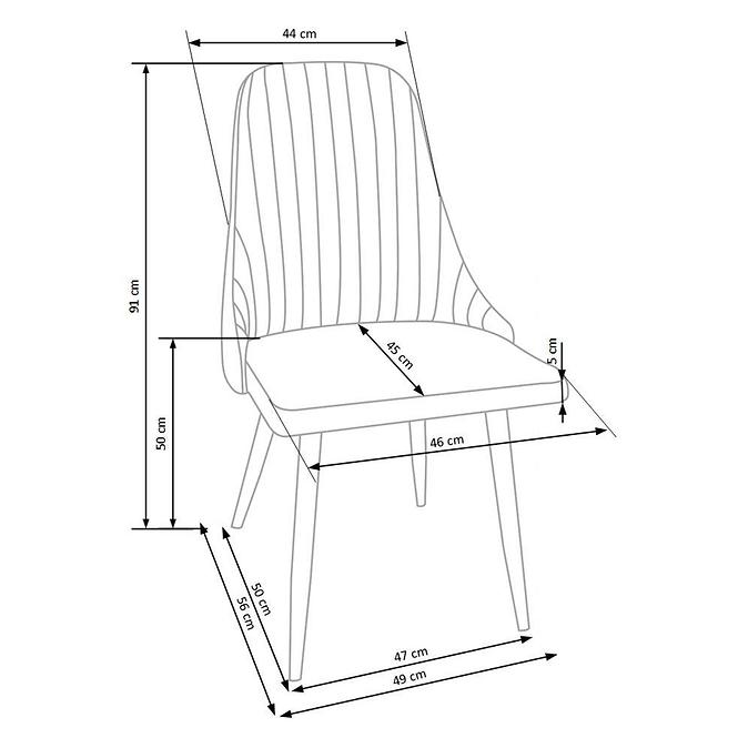 Stolička K285 tkanina/kov tmavý popol 56x49x91